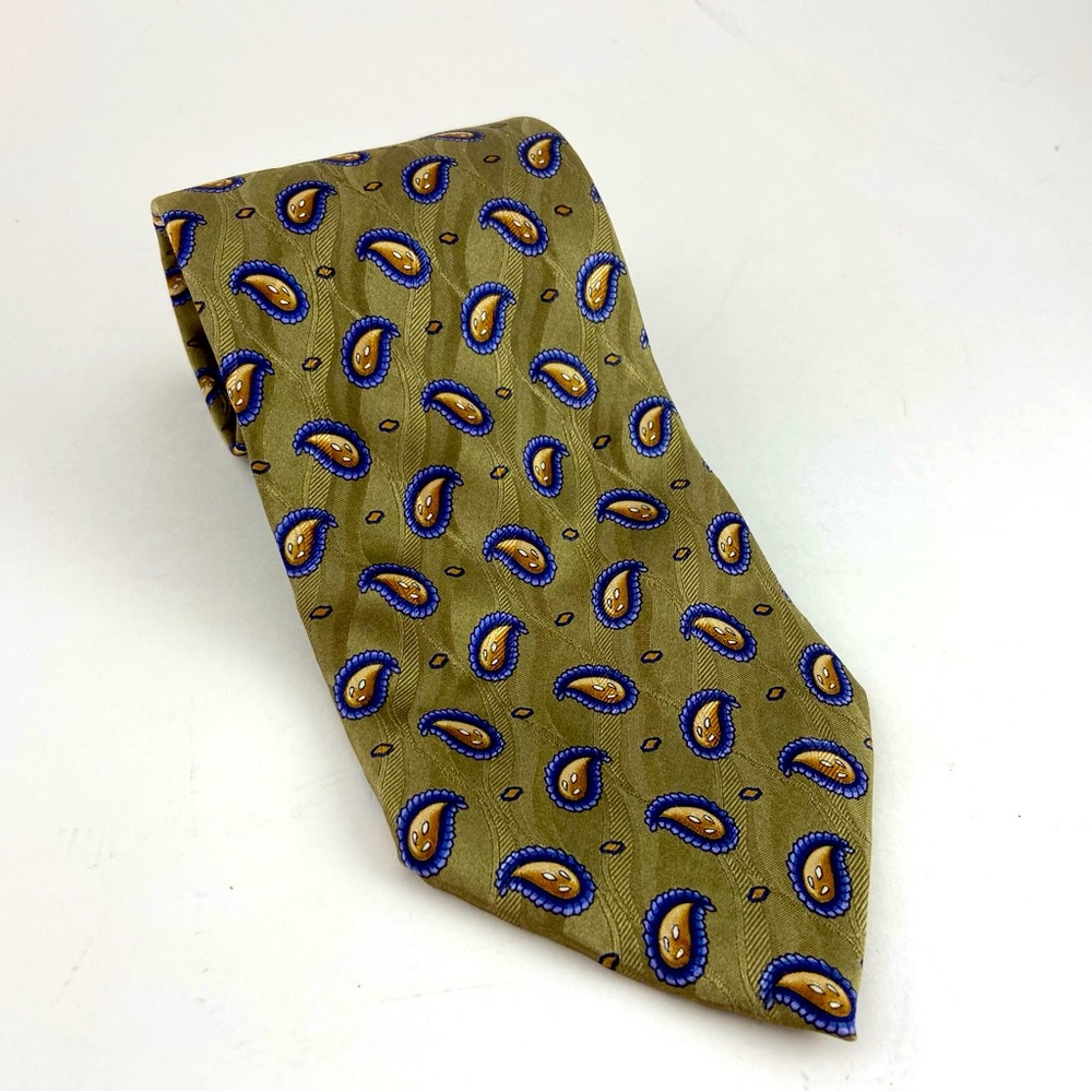 J Z Richards Silk Tie Mens Neck Tie 59" Width 3 3/4" Made in America Handmade